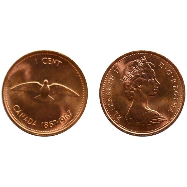 1967 1¢ "Doubled date" Choice Mint State-64 Full red.