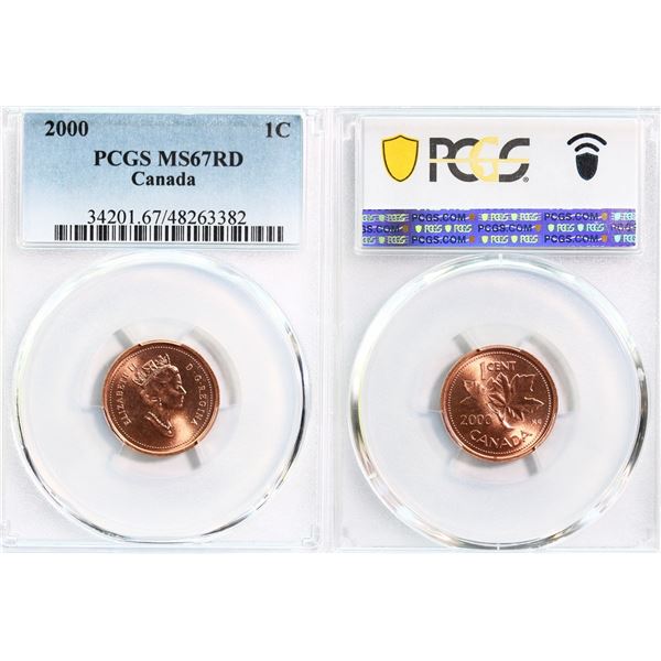2000 1¢ PCGS Superb Gem Mint State-67 Full red.