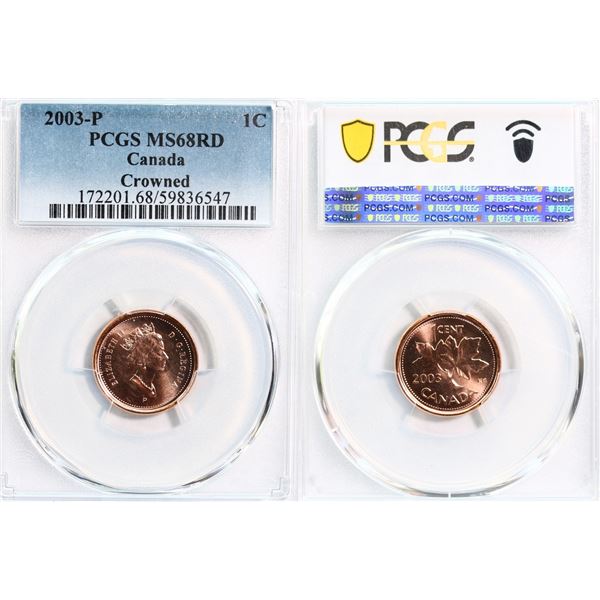 2003-P 1¢ "Crowned" PCGS SPLENDID Gem Mint State-68 Full red.