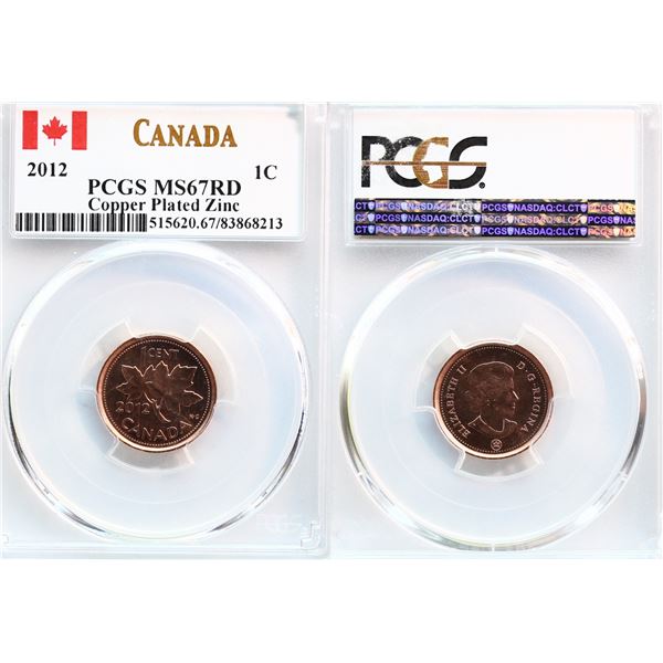 2012 1¢ "Copper Plate Zinc" PCGS Superb Gem Mint State-67 Red