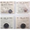 Image 1 : 1870 5¢ "Flat Border; Polished", 1912, 1950, 1956.  Lot of 4 coins ICCS Choice Very Fine-30 to Gem M