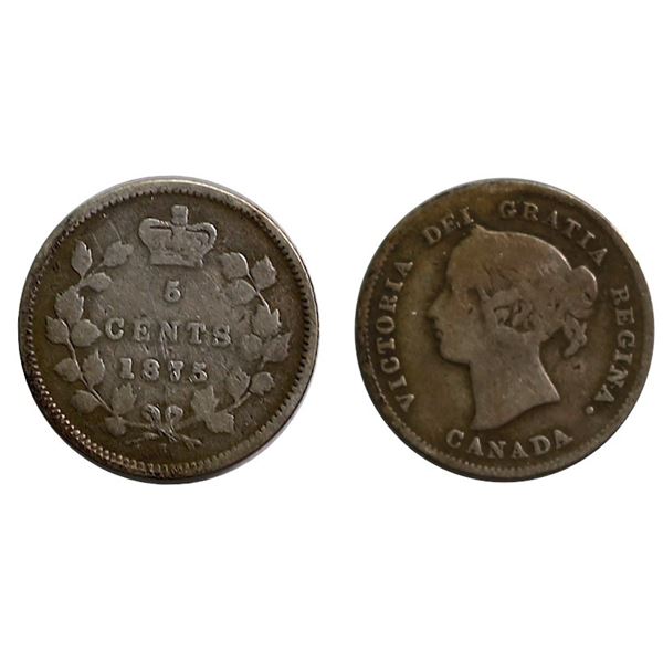1875H 5¢ "Large Date"  VG - Graded by Sandy Campbell