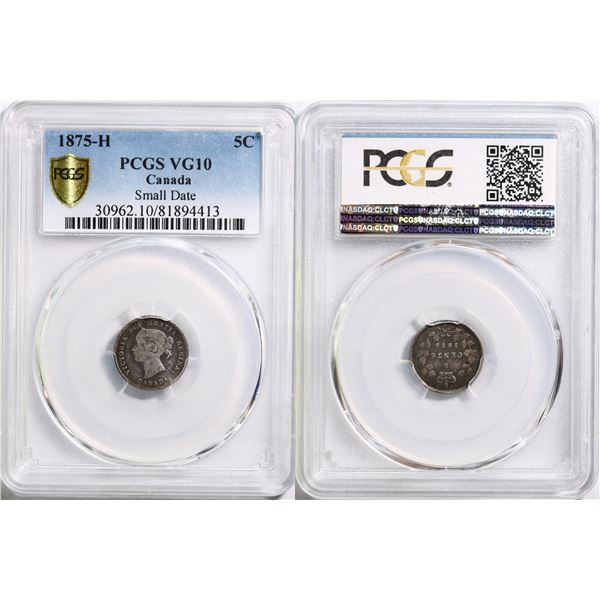 1875-H 5¢ Small date PCGS Very Good-10