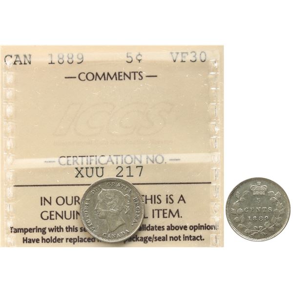 1889 5¢ ICCS Choice Very Fine-30