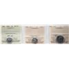 Image 1 : 1899 5¢, 1907, 1922. Lots of 3 coins all ICCS Choice About Uncirculated-55