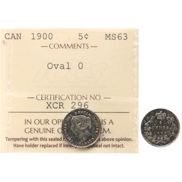 1900 5¢ "Oval 0" ICCS Choice Mint State-63