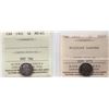 Image 1 : 1902 5¢, 1910 "Pointed Lvs". Both coins  ICCS Choice Mint State-63