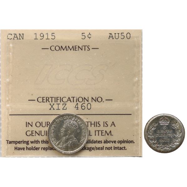 1915 5¢ ICCS About Uncirculated-50