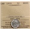 Image 2 : 1919 5¢  ICCS Gem Mint State-65 Brilliant and lustrous.