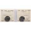 Image 1 : 1922 5¢ Mint State-60 & 1928 Choice Mint State-62.  Lot of 2 ICCS graded coins.