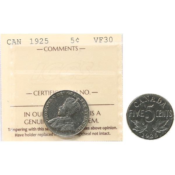 1925 5¢ ICCS Choice Very Fine-30