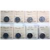 Image 1 : 1925 5¢, 1926, 1932, 1945, 1953, 1954, 1970, 1996. Lot of 8 coins all ICCS Very Good-10 to Superb Ge