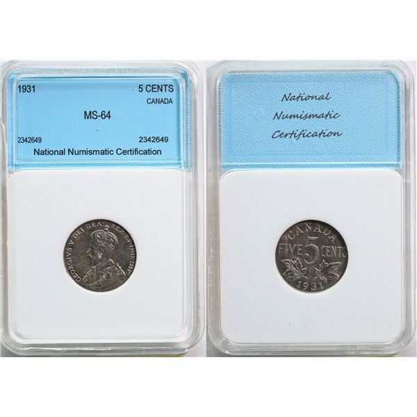 1931 5¢ AU-UNC (NNC MS-64)