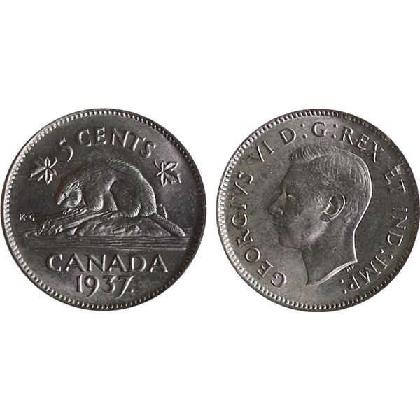 1937 5¢ "Dot" ICCS Gem Mint State-65.  Nice Gem example.