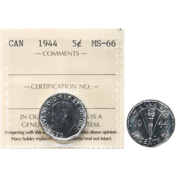 1944 5¢ ICCS Superb Gem Mint State-66