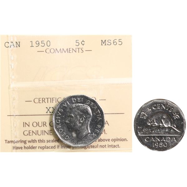 1950 5¢ ICCS Gem Mint State-65