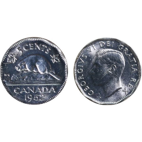 1952 5¢ ICCS Superb Gem Mint State-66. A superior example with superb eye appeal. It has great field