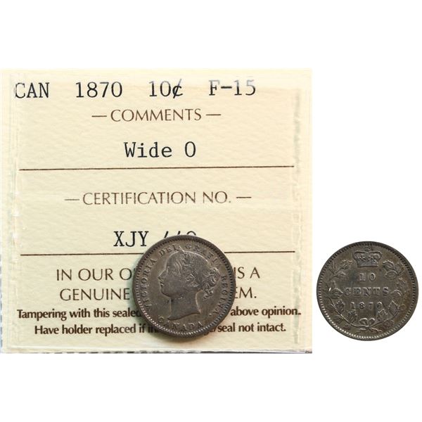 1870 10¢ "Wide 0" ICCS Choice Fine-15