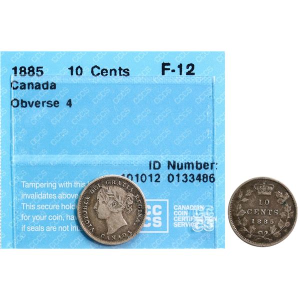 1885 10¢ "Obv.4" CCCS Fine-12