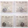 Image 1 : 1910 10¢, 1914, 1929, 1936.  Lot of 4 coins ICCS Choice Very Fine-30 to Choice About Uncirculated-55