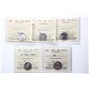 Image 1 : 1940 10¢, 1948, 1949, 1953 "SF, Heavy Cameo", 1953 "NSF". Lot of 5 coins ICCS Choice Mint State-64
