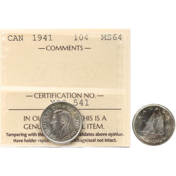 1941 10¢ ICCS Choice Mint State-64