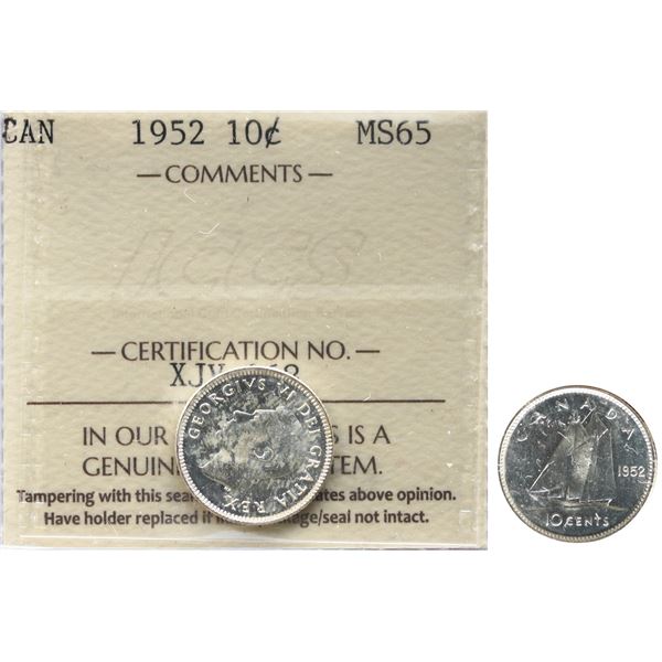 1952 10¢ ICCS Gem Mint State-65