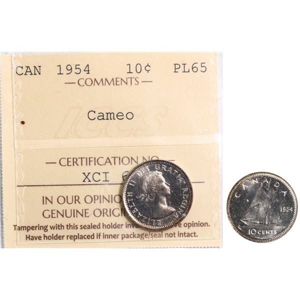 1954 10¢ ICCS Gem Proof-Like-65 Cameo