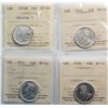 Image 1 : 1872H 25¢ "Obv 2", 1918, 1919, 1934.  Lot of 4 coins ICCS Extra Fine-40 to About Uncirculated-50