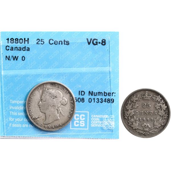 1880H 25¢ "Narrow O / Wide O" CCCS Very Good-8