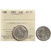 Image 1 : 1907 25¢ ICCS Choice About Uncirculated-55, Brilliant and lustrous.