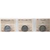 Image 1 : 1921 25¢, 1927, 1936 "Dot".  Lot of 3 coins, all ICCS Choice Fine-15 to V20