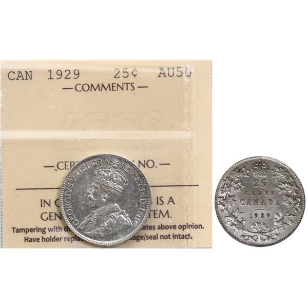 1929 25¢ ICCS About Uncirculated-50