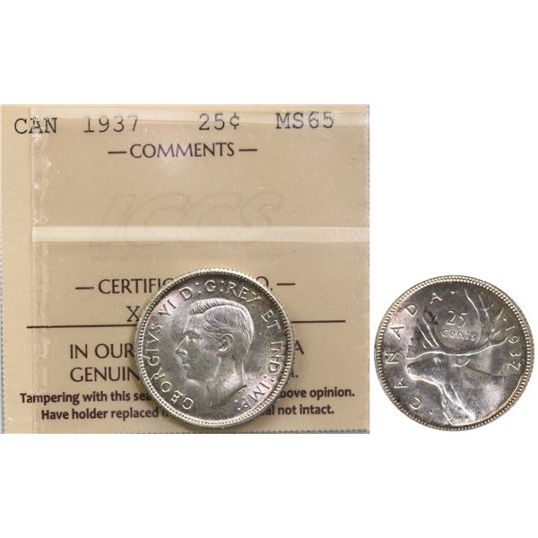 1937 25¢ ICCS Gem Mint State-65