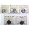 Image 1 : 1937 25¢, 1943, 1961, 1981, 1985. Lot of 5 coins ICCS Choice Mint State-63