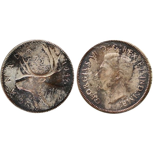 1947 25¢ "Maple Leaf" ICCS Gem Mint State-65 Tone of multiple shades