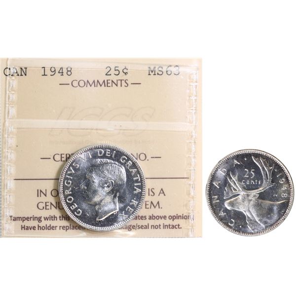 1948 25¢ ICCS Choice Mint State-63