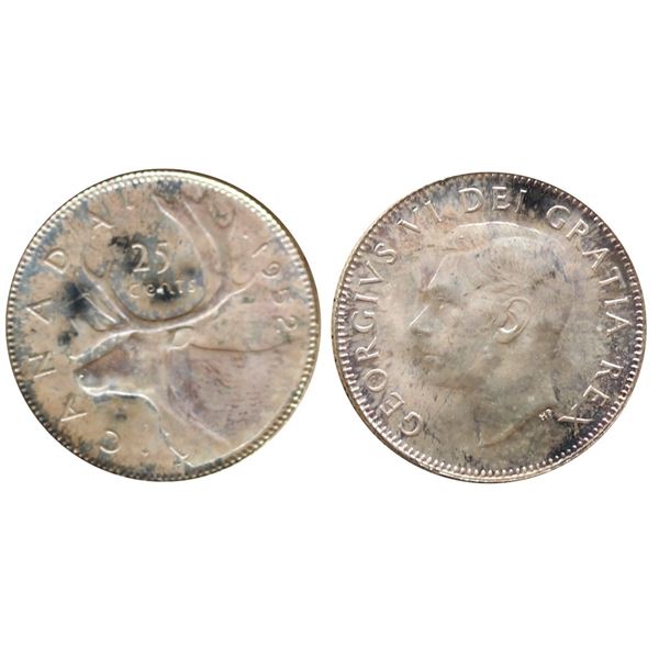 1952 25¢ "Low relief" ICCS Gem Mint State-65 Brilliant with delicate russet tone.