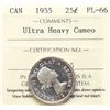 Image 2 : 1955 25¢ ICCS Superb Gem Proof-Like-66 Ultra Heavy Cameo.  Pristine example with light scattered ton