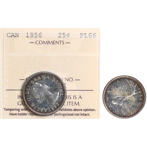 1956 25¢ ICCS Superb Gem Proof-Like-66 Great reflective surfaces with light russet tone around the r