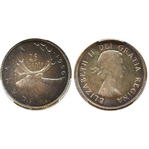 1956 25¢ PCGS Superb Gem Proof-Like-67. Great surfaces with light toning.