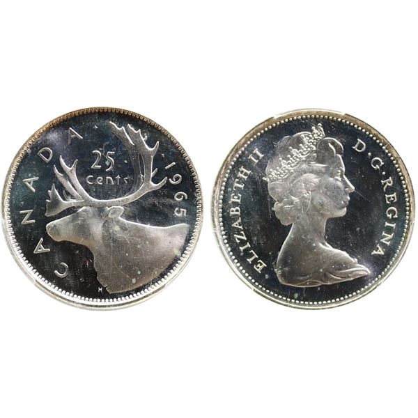 1965 25¢ PCGS Superb Gem Proof-Like-66 Deep Cameo. A flashy coin.