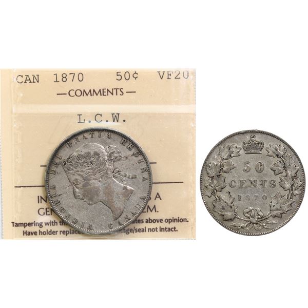 1870 50¢ "L.C.W." ICCS Very Fine-20