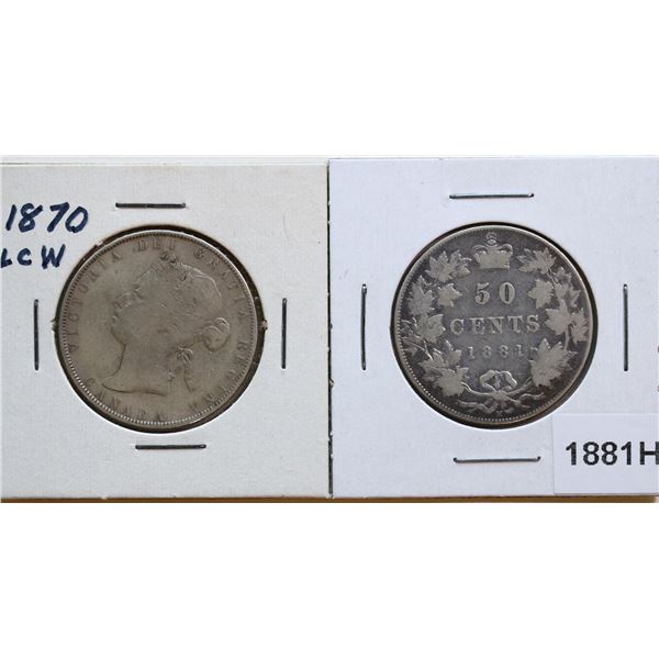 1870 50¢ "LCW", 1881H Both coins VG.