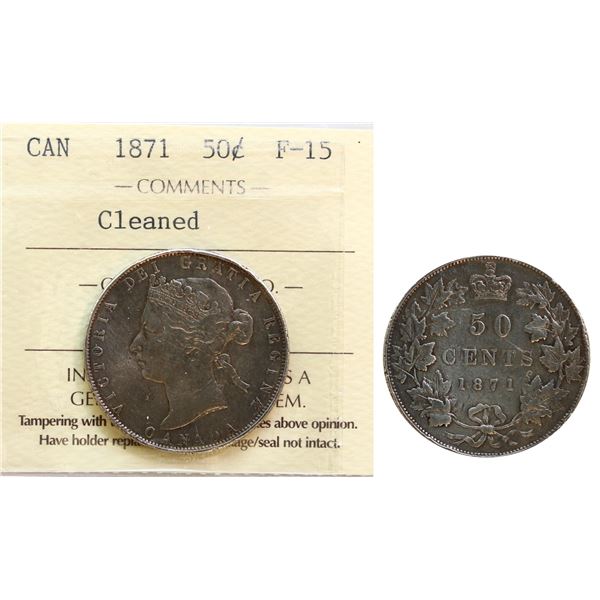 1871 50¢ ICCS Choice Fine-15 Cleaned