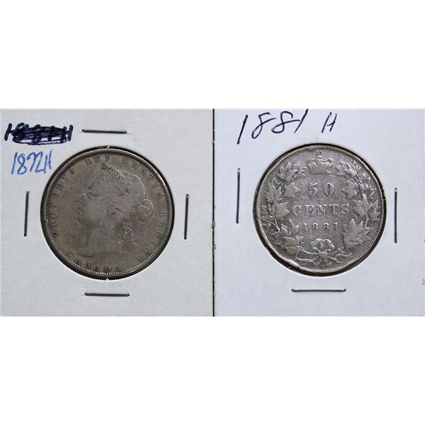 1872H 50¢, 1881H Both coins VG or better.