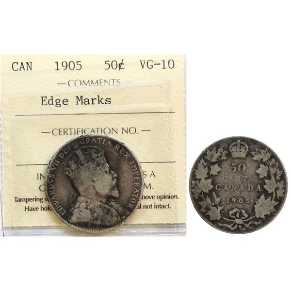 1905 50¢ ICCS Very Good-10 Edge Marks