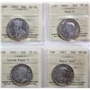Image 1 : 1912 50¢, 1944 "N4", 1947 "Curved Right 7", 1947 "ML",  Lot of 4 coins  all ICCS Choice Very Fine-30