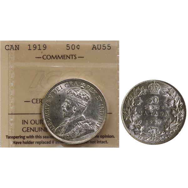 1919 50¢ ICCS Choice About Uncirculated-55