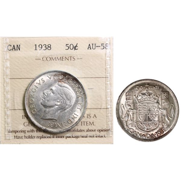 1938 50¢ ICCS Choice About Uncirculated-58